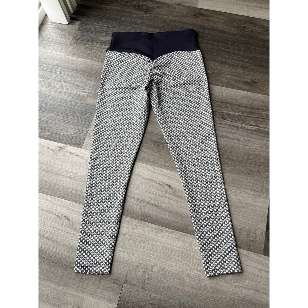 Kimberly C Womens XL Grey Honeycomb Scrunch High Waist Tummy Control Leggings